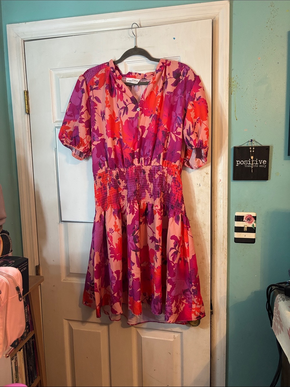 First Love by Lovelyn Pink & Purple Floral Midi Dress Size 1X